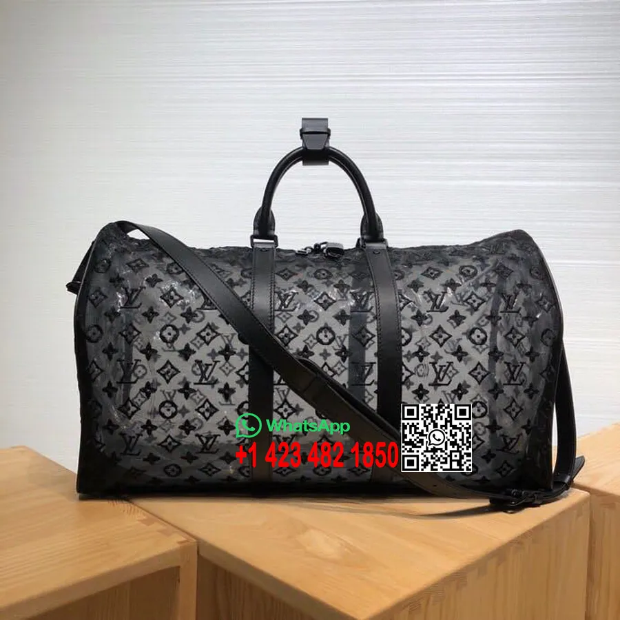 Louis Vuitton Mrežica Keepall 50 Cm Monogram Platno Mat črna Okovje Kolekcija Pomlad/poletje 2019 M53971, črna