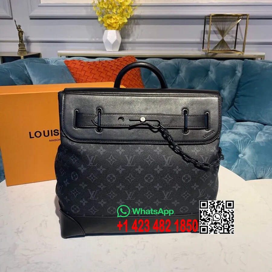 Louis Vuitton Steamer Pm Bag 36cm Monogram Eclipse Canvas Kolekcija Pomlad/poletje 2019 M44473, črna