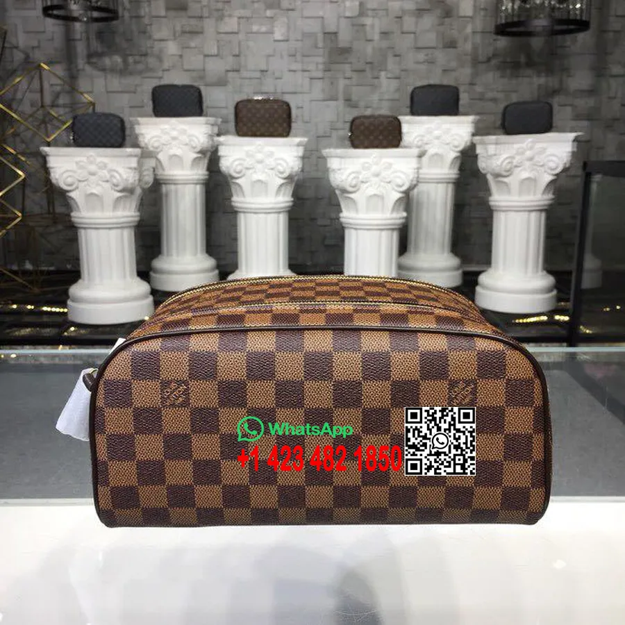 Louis Vuitton Kingsize Makyaj çantası 28cm Damier Ebene Canvas Ilkbahar/yaz 2019 Koleksiyonu N47527, Kahverengi