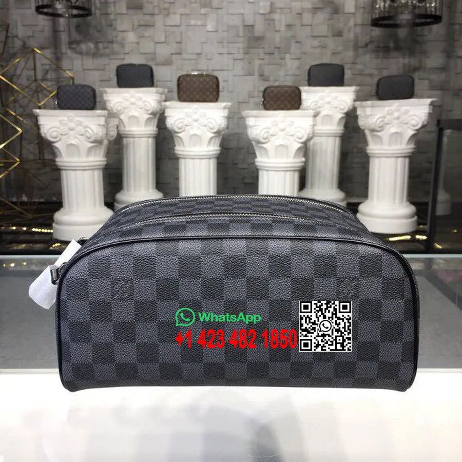 Louis Vuitton Kral Boy Makyaj çantası 28cm Damier Grafit Tuval Ilkbahar/yaz 2019 Koleksiyonu N47527, Siyah