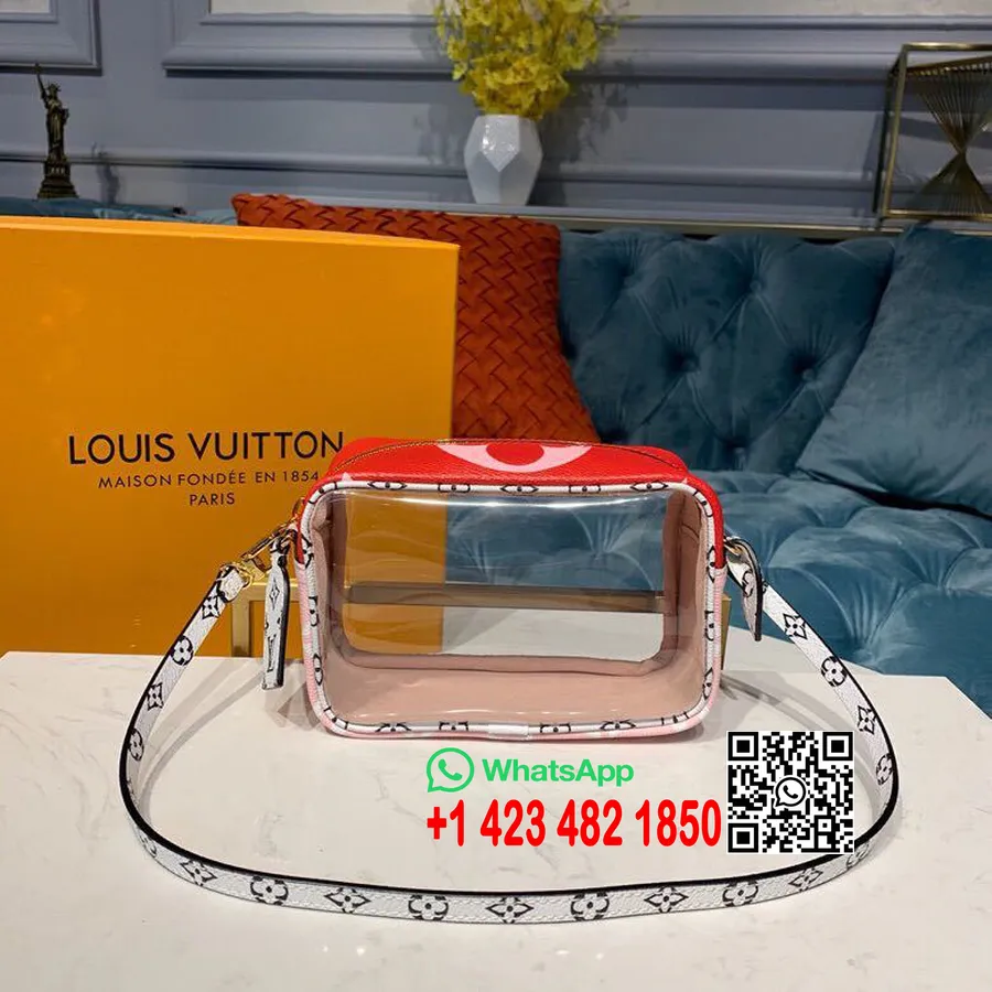 разпродажба нова в кутия Louis Vuitton плажна чанта 18 см монограм Geant платнена колекция пролет/лято 2019 M67601, червен