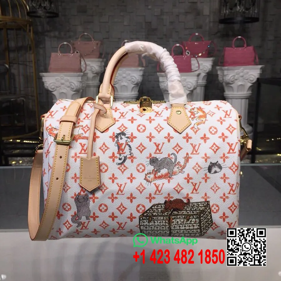 Louis Vuitton Grace Coddington Catogram Speedy Bandouliere чанта 30cm монограм платно колекция пролет/лято 2019 M44400, бяло/