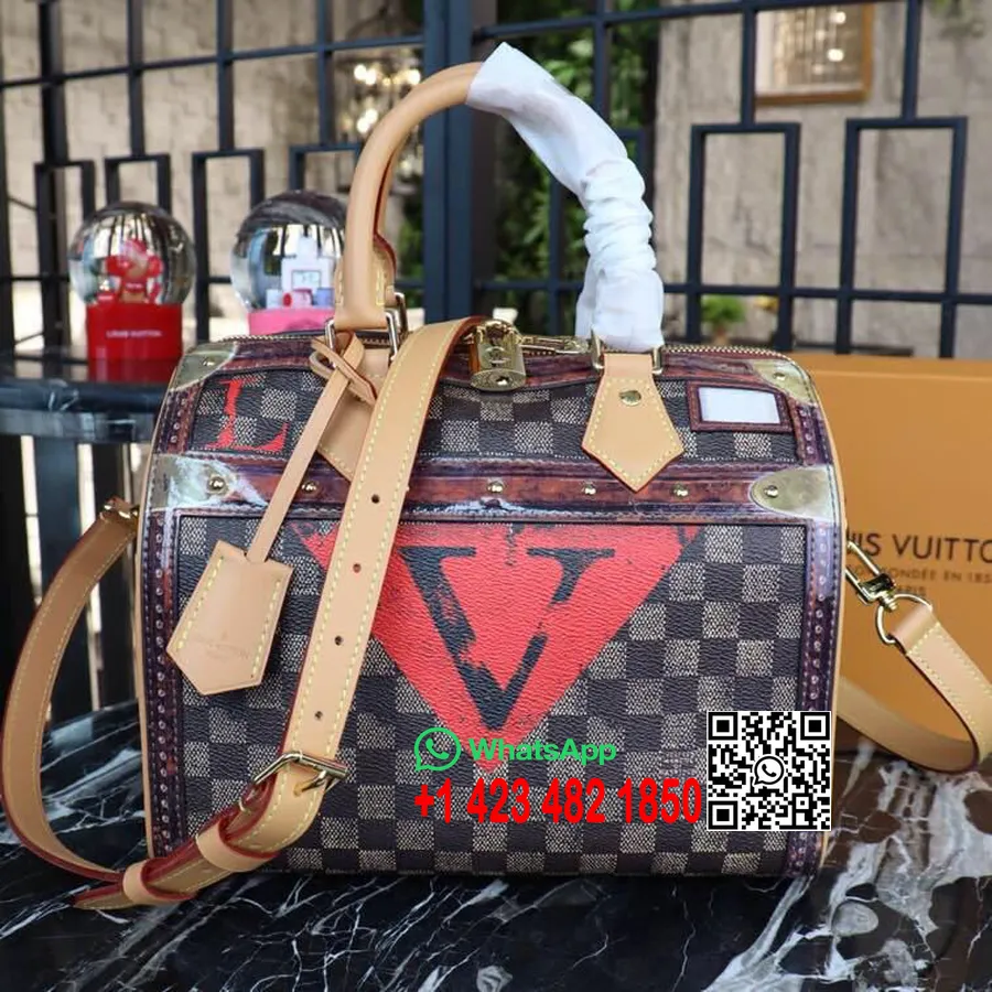 Louis Vuitton Trompe L'oeil Trunk Speedy Bandouliere Táska 25 Cm-es Damier Vászon 2019 Tavaszi/nyári Kollekció M44365, Barna