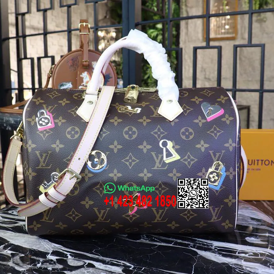 Louis Vuitton Szerelmes Zárak Speedy Bandouliere Táska 30cm Monogram Vászon 2019 Tavasz/nyár Kollekció M44365, Barna