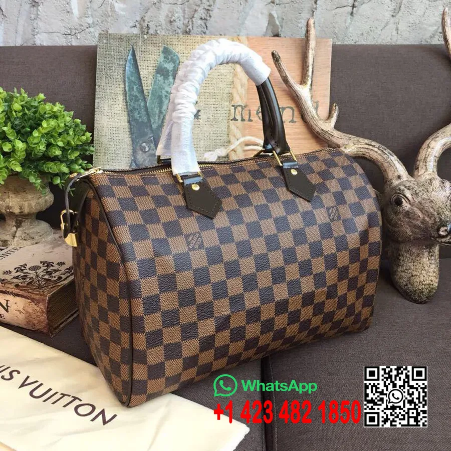 Louis Vuitton Speedy Bag 30cm Damier Ebene Canvas Primavera / Verão 2019 Coleção N41364, Marrom