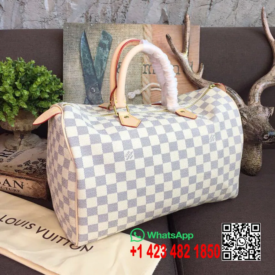 Louis Vuitton Kiirkott 35cm Damier Azur Lõuend Kevad/suvi 2019 Kollektsioon N41369, Valge