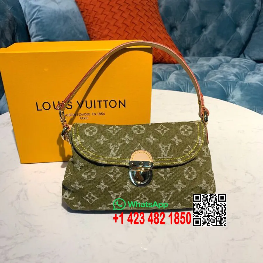 Louis Vuitton Mini Plisovaná Taška 24cm Denim Monogram Plátno Kolekcia Jar/leto 2019 M95050, Zelená