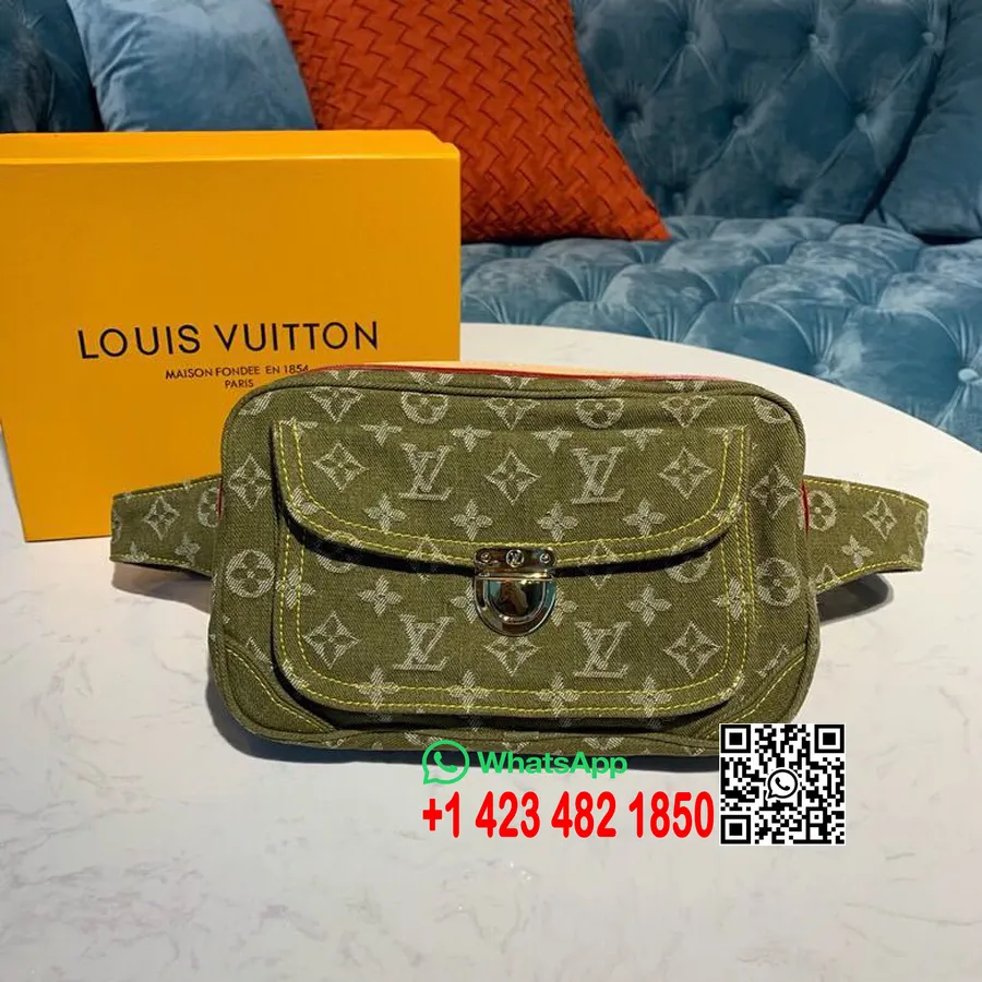 Louis Vuitton Taška Do Pása 25cm Denim Monogram Plátno Kolekcia Jar/leto 2019 M44466, Denim Zelená