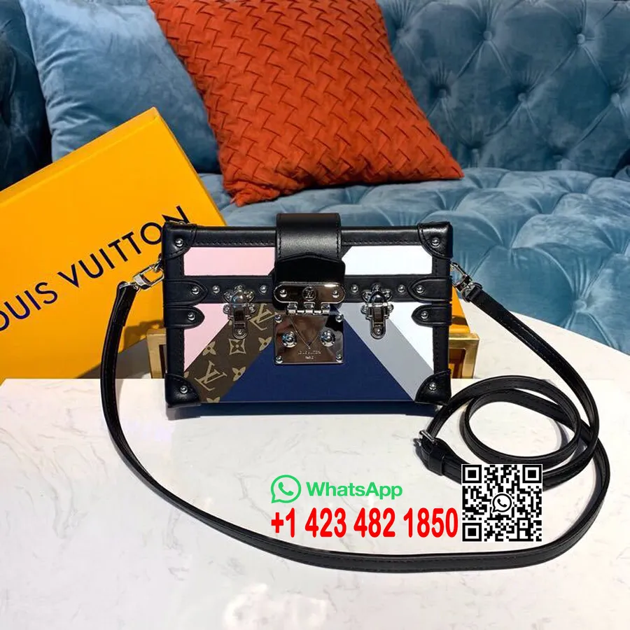 Louis Vuitton Petite Malle Taška 20cm Monogramová Páska Plátno Kolekce Jaro/léto 2019 M53839, Tmavě Modrá/růžová/bílá