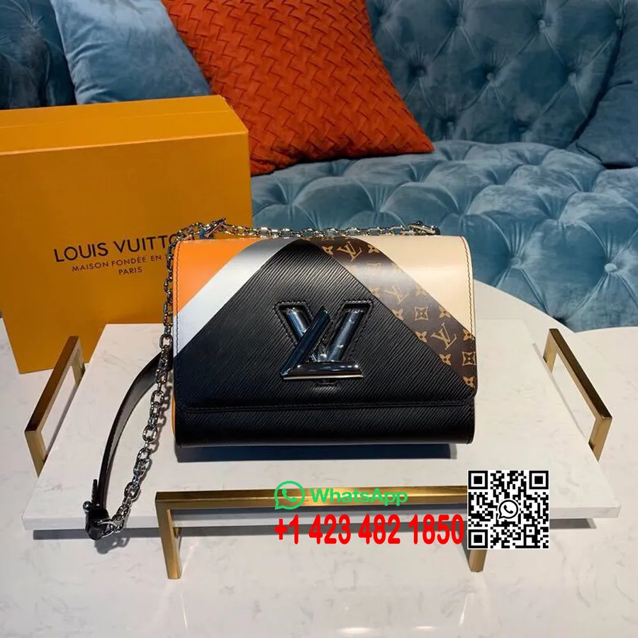 Louis Vuitton Twist Mm Sac 24cm Toile épi/monogram Tape Collection Printemps/été 2019 M53801, Noir Tan