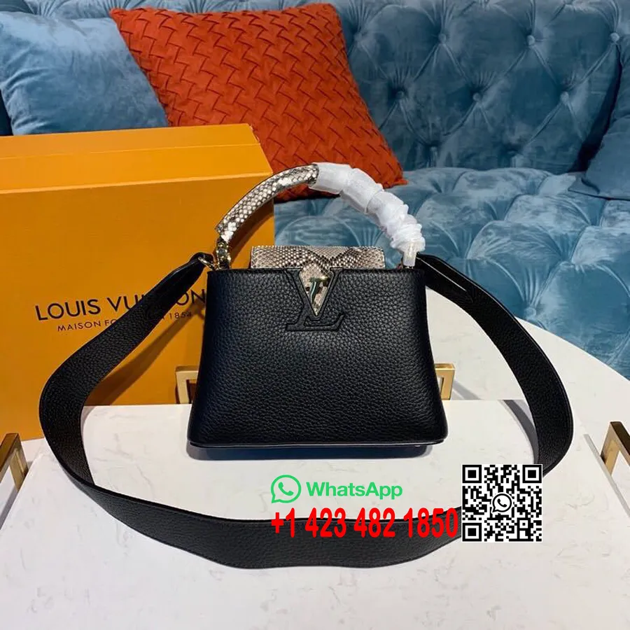 Louis Vuitton Capucines Bb Soma 20cm Dārgakmeņi Pitona āda Taurillon ādas Audekls Pavasara/vasaras 2019 Kolekcija N96467, Noir