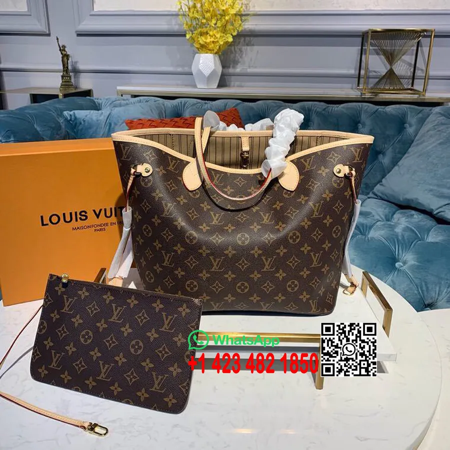 Geantă Louis Vuitton Neverfull Mm 32 Cm Pânză Monogramă Colecția Primăvară/vară 2019 M40995, Bej