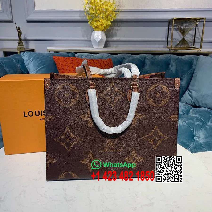 Tas Louis Vuitton Onthego 42cm Monogram Raksasa/monogram Kanvas Terbalik Koleksi Musim Semi/musim Panas 2019 M44576, Coklat