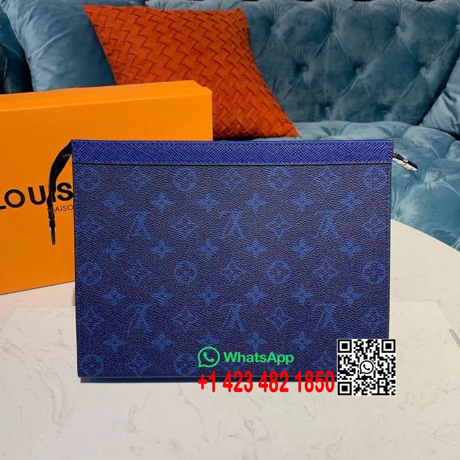 Louis Vuitton Pochette Voyage Mm Torba 28 Cm Monogram Pacifiško Platno/tajga Usnje Kolekcija Pomlad/poletje 2019 M61692, Kobalt