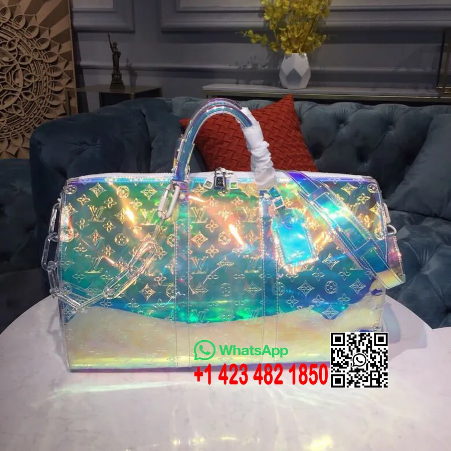 Louis Vuitton Keepall 50 Transparent Præget Monogram Pvc Lærred Forår/sommer 2019 Kollektion M53271, Iriserende Prisme