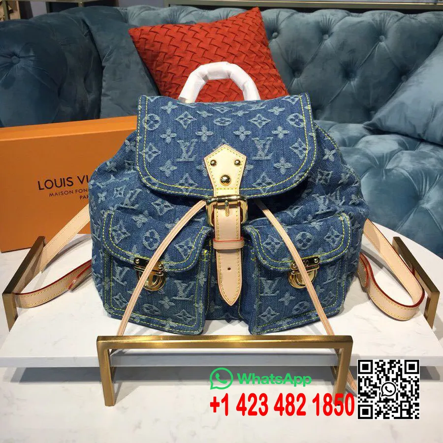 Zaino Louis Vuitton 30 Cm Tela Denim Monogram Collezione Primavera/estate 2019 M44460, Blu