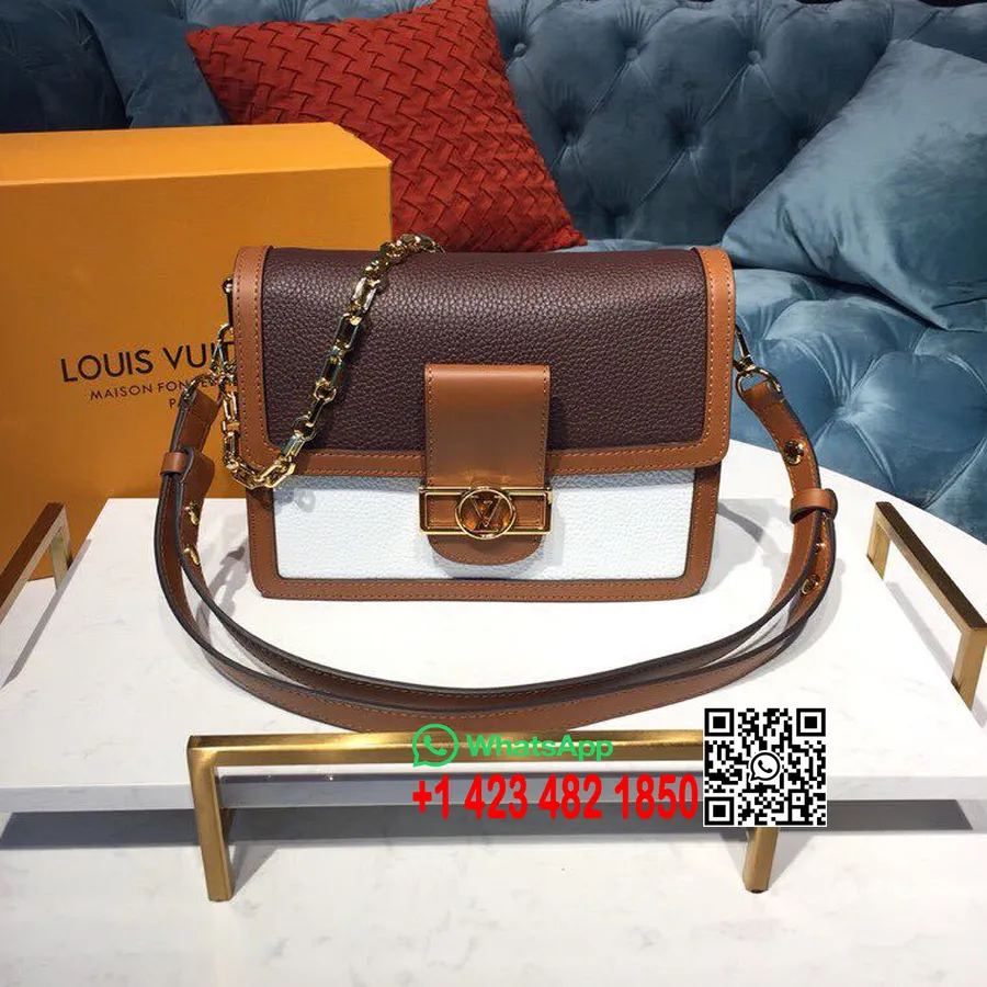 Louis Vuitton Dauphine Mm Bag 25cm Taurillon Skinn Vår/sommer 2019 Kolleksjon M53868, Brun/snø