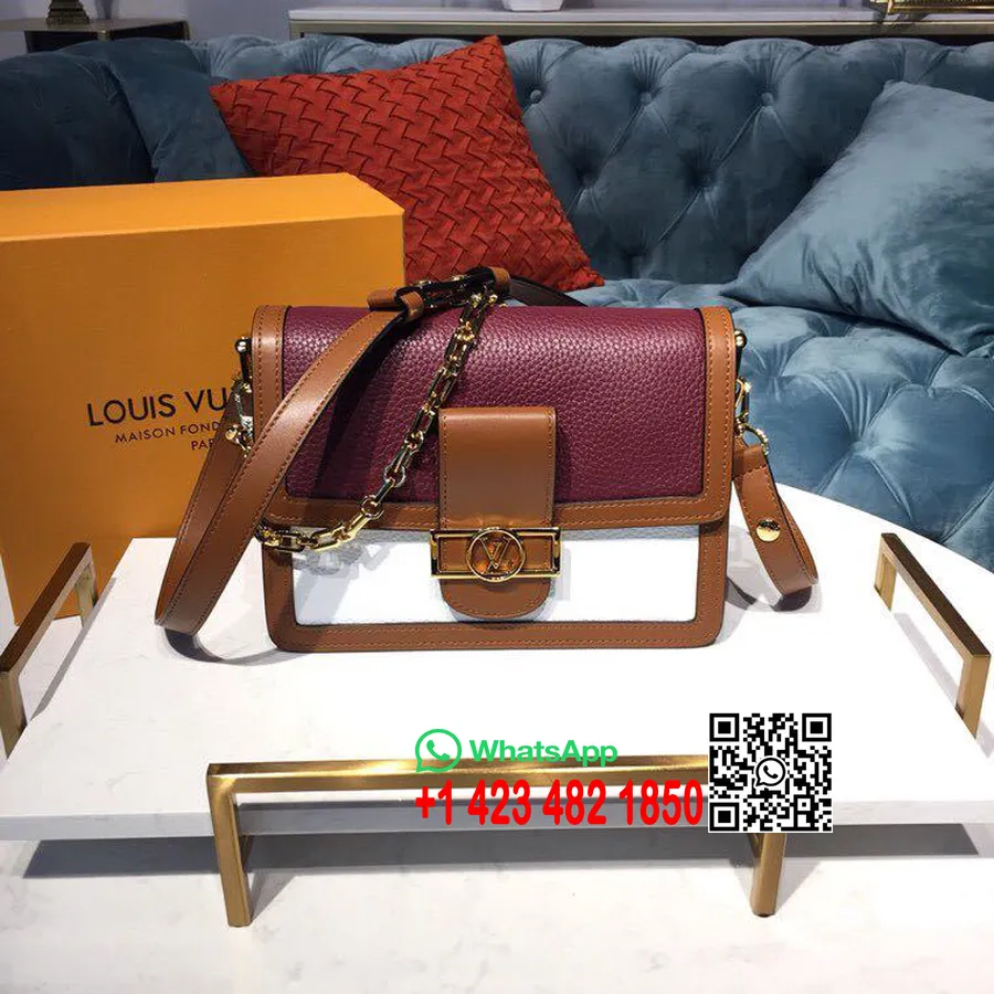 Louis Vuitton Dauphine Mm Bag 25cm Taurillon Skinn Vår/sommer 2019 Kolleksjon M53868, Snø / Bjørnebær