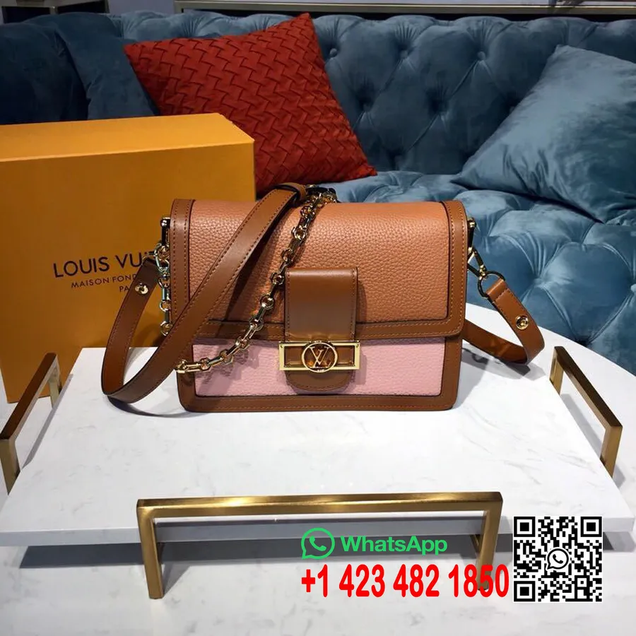 Louis Vuitton Dauphine Mm Bag 25cm Taurillon Skinn Vår/sommer 2019 Kolleksjon M53830, Bruni / Jordbærmelk