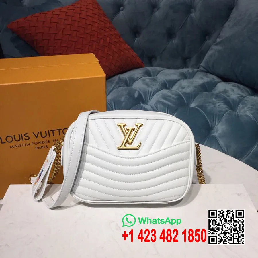 Louis Vuitton New Wave Kameraveske 22cm Vattert Kalveskinn Vår/sommer 2019 Kolleksjon M53863, Snøhvit