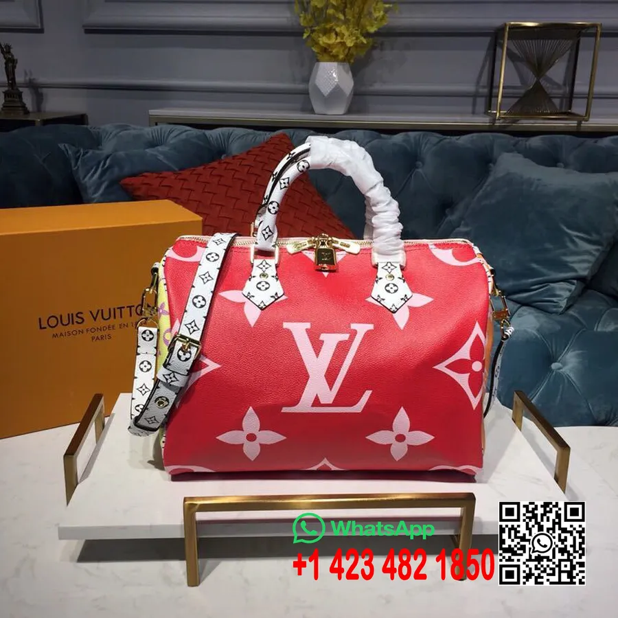 Louis Vuitton Speedy Bandouliere Táska 30 Cm-es Monogramos óriás Vászon 2019 Tavaszi/nyári Kollekció M44572, Piros/rózsaszín/nar