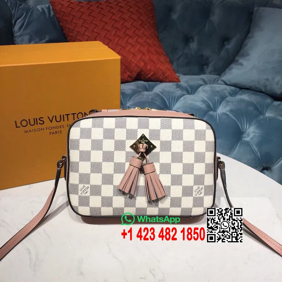 Louis Vuitton Saintonge Bag 22cm Damier Azur Canvas Vår/sommer 2019 Kolleksjon N40155, Eau De Rose