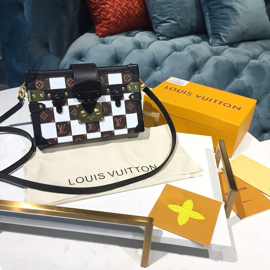 Louis Vuitton Damier Tressage Petite Malle Bag 20cm Płótno Z Monogramem, Kolekcja Wiosna/lato 2019 M53201, Kremowy