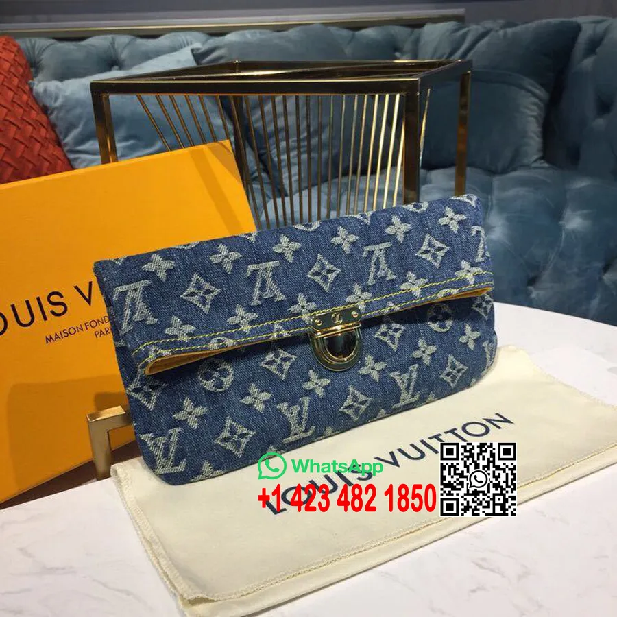 Bolsa Carteira Louis Vuitton Bolsa De Ombro 18cm Monograma Tela Jeans Coleção Primavera/verão 2019 M44472, Azul