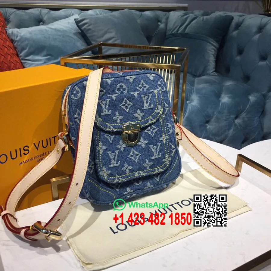 Bolso Para Cámara Louis Vuitton Bolso De Hombro 18cm Lona Vaquera Monograma Colección Primavera/verano 2019 M95348, Azul