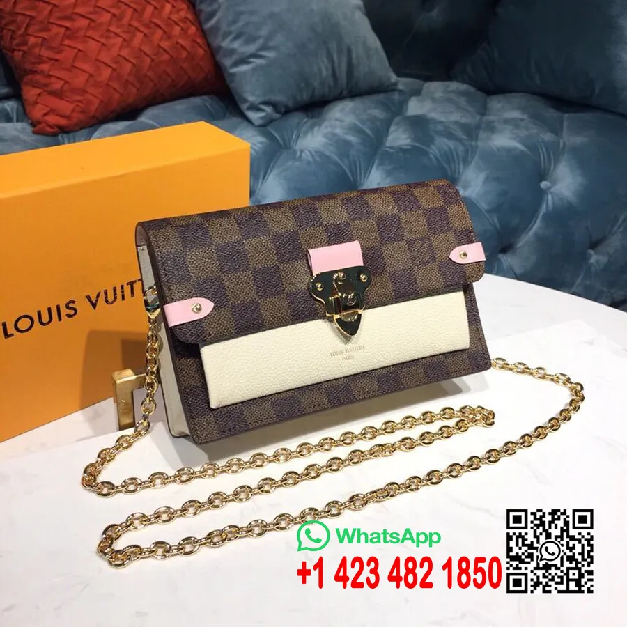 Louis Vuitton Vavin Kedja Plånboksväska Damier Ebene Canvas Vår/sommar 2019 Kollektion N60237, Creme