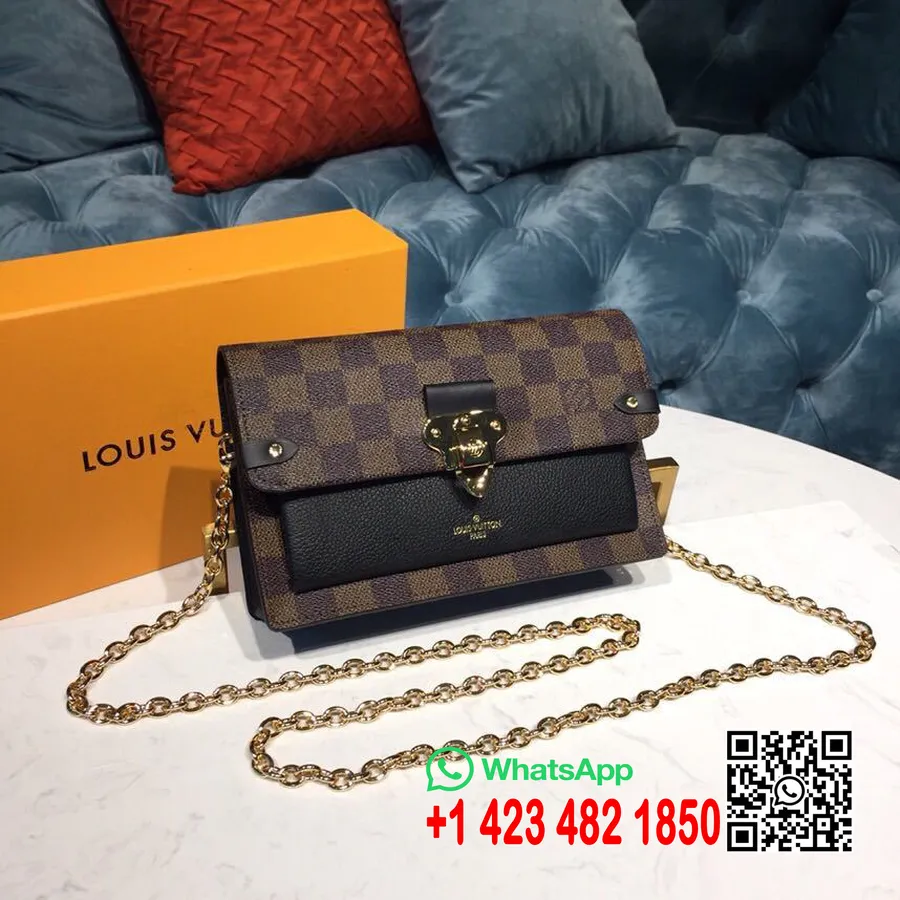 Louis Vuitton Vavin Kedja Plånboksväska Damier Ebene Canvas Vår/sommar 2019 Kollektion N60221, Noir