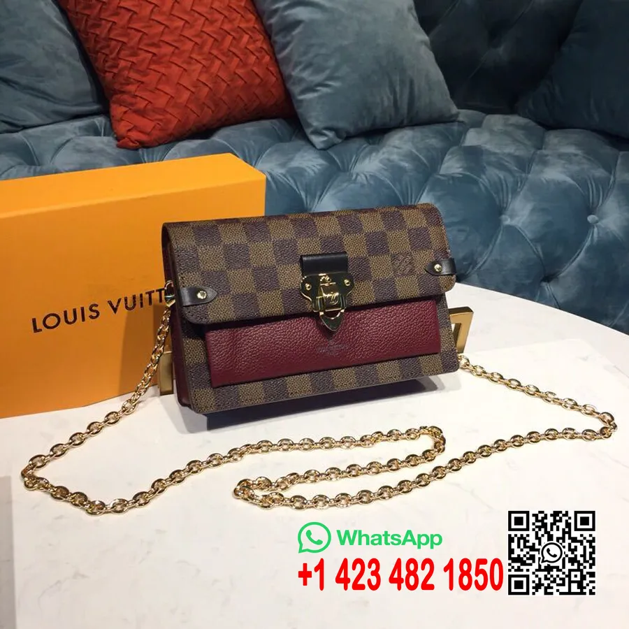 Louis Vuitton Vavin Kedja Plånboksväska Damier Ebene Canvas Vår/sommar 2019 Kollektion N60222, Bordeaux Noir