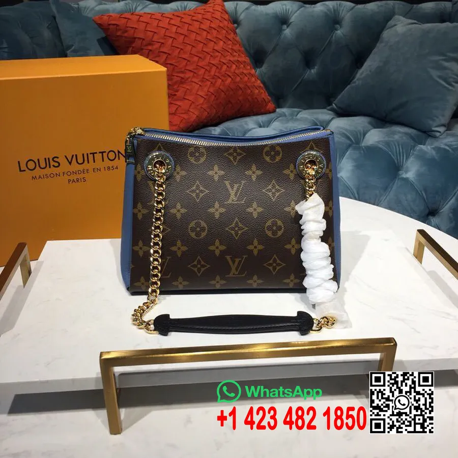 Louis Vuitton Surene Bb чанта 24 см монограм платно/зърнеста телешка кожа колекция пролет/лято 2019 M43777, синьо