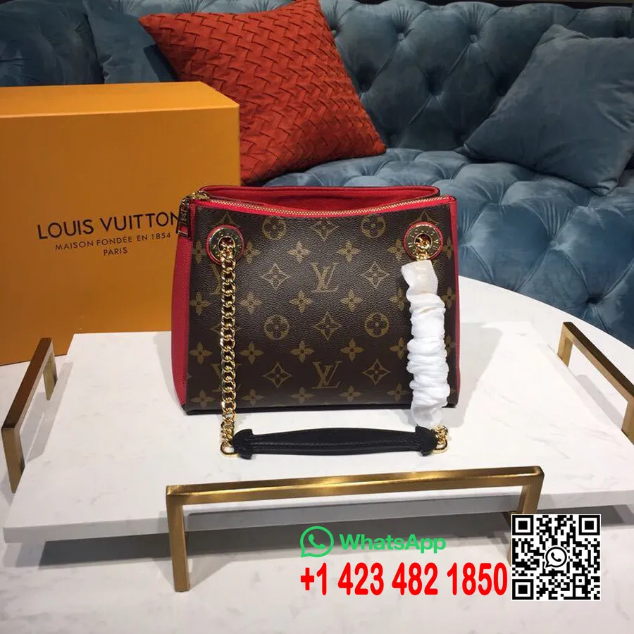 Louis Vuitton Surene Bb чанта 24 см монограм платно/зърнеста телешка кожа колекция пролет/лято 2019 M43777, череша