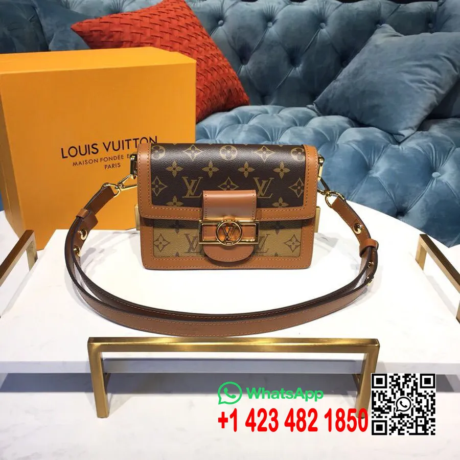 Louis Vuitton Mini Dauphine Laukku 20cm Monogrammi Ja Monogrammi Käänteinen Canvas Kevät/kesä 2019 Mallisto M44580, Ruskea