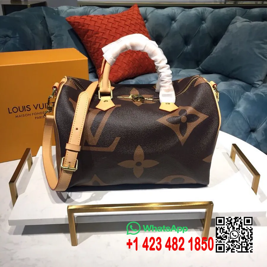 Louis Vuitton Speedy Bandouliere Torba 30cm Monogram Geant Platno Kolekcija Proljeće/ljeto 2019. M44602, Smeđa/bež