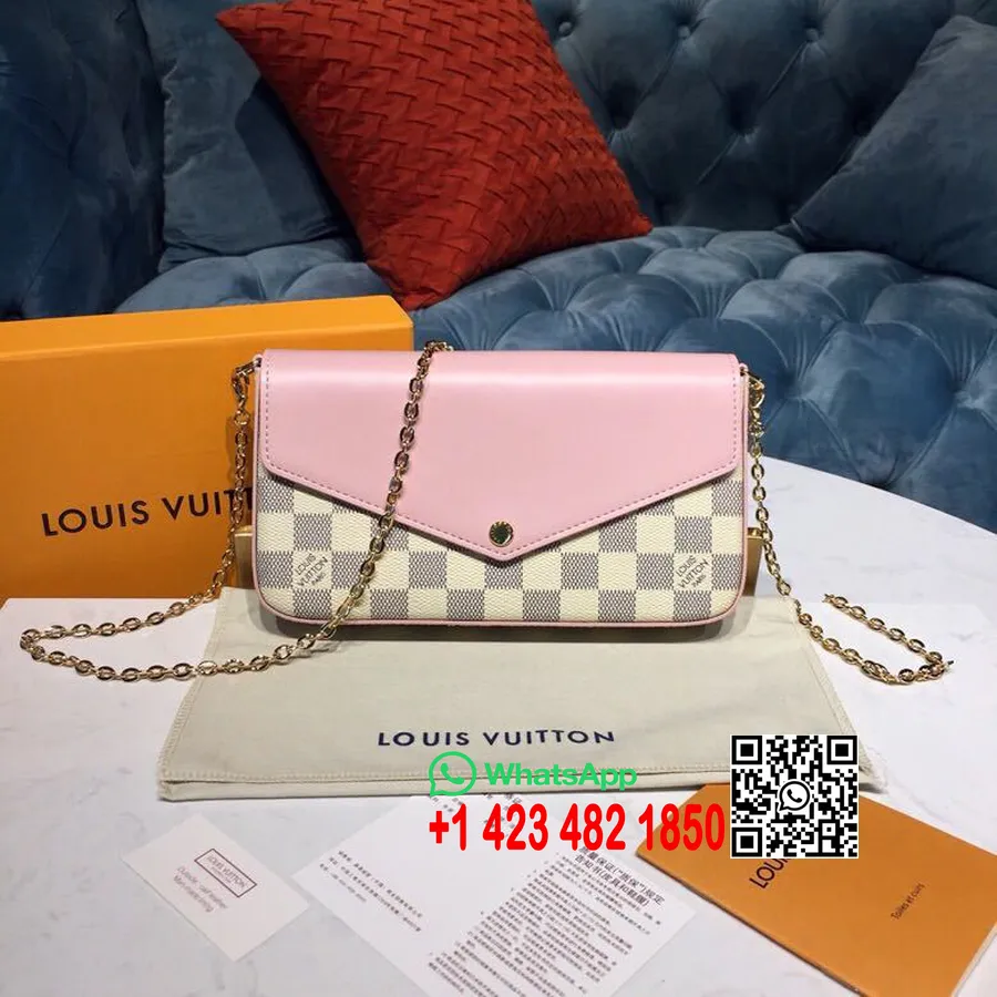 Louis Vuitton Torbica Pochette Felicie 22 Cm Damier Azur Canvas Kolekcija Pomlad/poletje 2019 N60235, Eau De Rose Roza