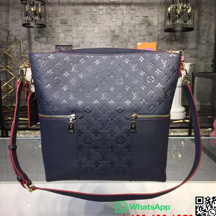 Louis Vuitton Melie Bag Monogram Empreinte Canvas Vår/sommer 2019 Kolleksjon M41544, Marine Rouge