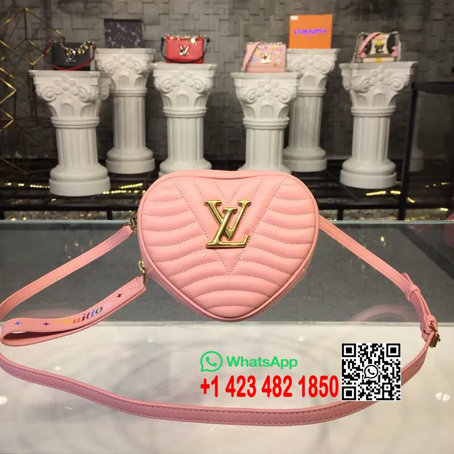 Louis Vuitton New Wave Srčkana Torbica Za Okoli Pasu, Prešito Telečje Usnje, Kolekcija Pomlad/poletje 2019 M53769, Roza Pomettes