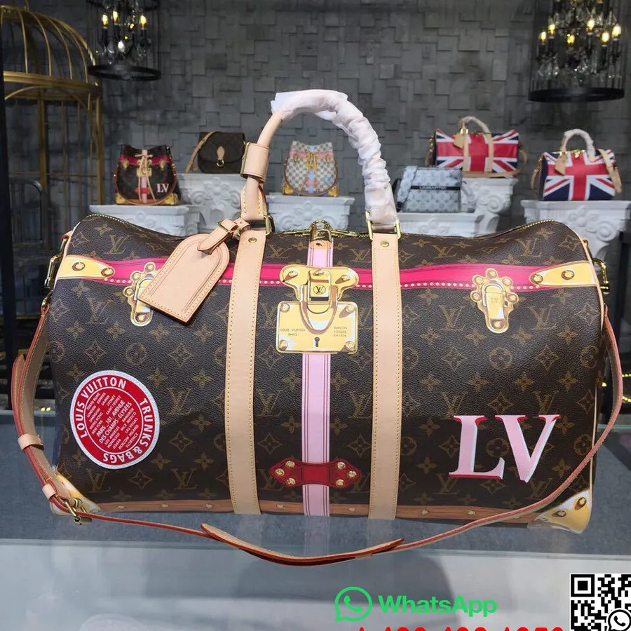 Louis Vuitton Keepall 50 Trompe L'oeil Print Monogram Canvas Herfst/winter 2018 Collectie M43613, Roze