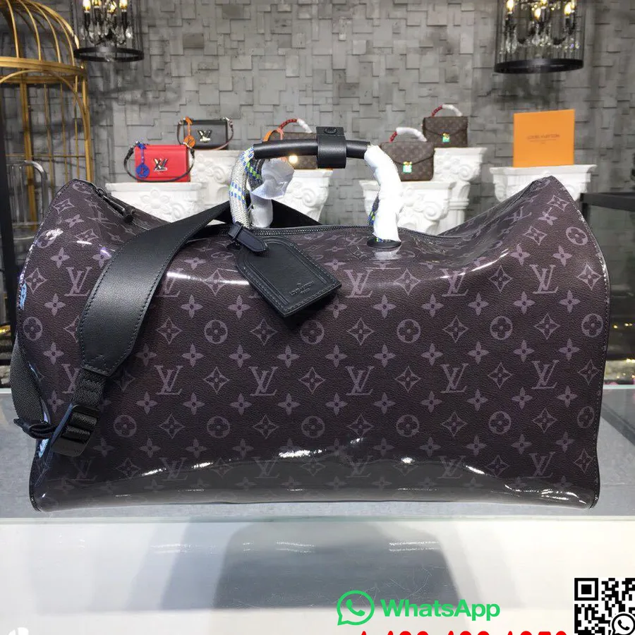 Louis Vuitton Keepall 50 Bandouliere Plunjezak Monogram Glazuur Canvas Lente/zomer 2018 Collectie M43899, Zwart