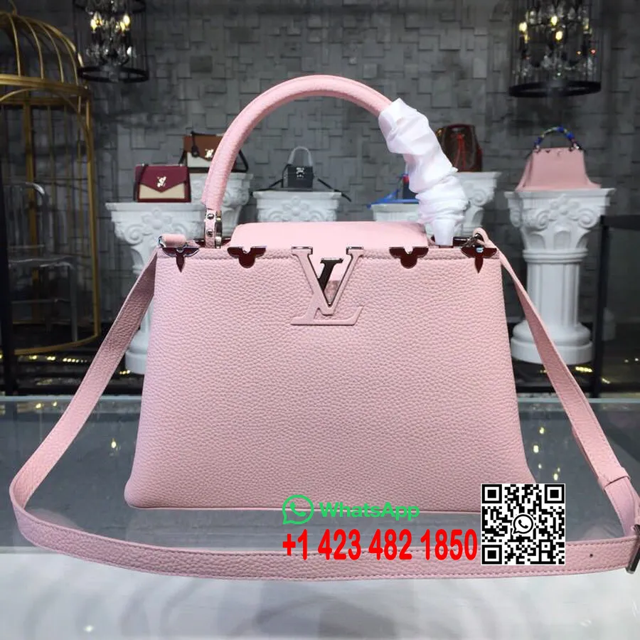 Louis Vuitton Capucines Mehanički Monogram Cvijeće Mm Torba Taurillon Clemence Platno Kolekcija Jesen/zima 2018. M51780, Magnoli