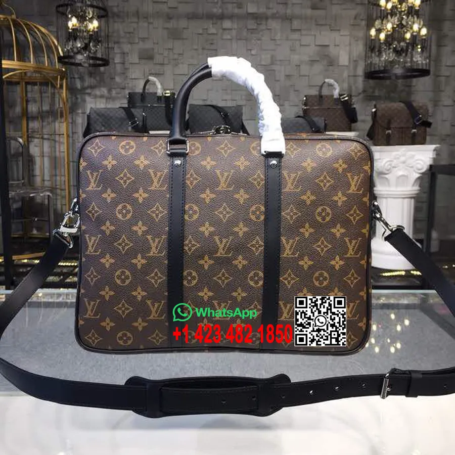 Louis Vuitton Porte-Documents Voyage PM Bag 38cm Monogram Macassar Canvas Fall/Winter 2018 Collection M52005, Brown