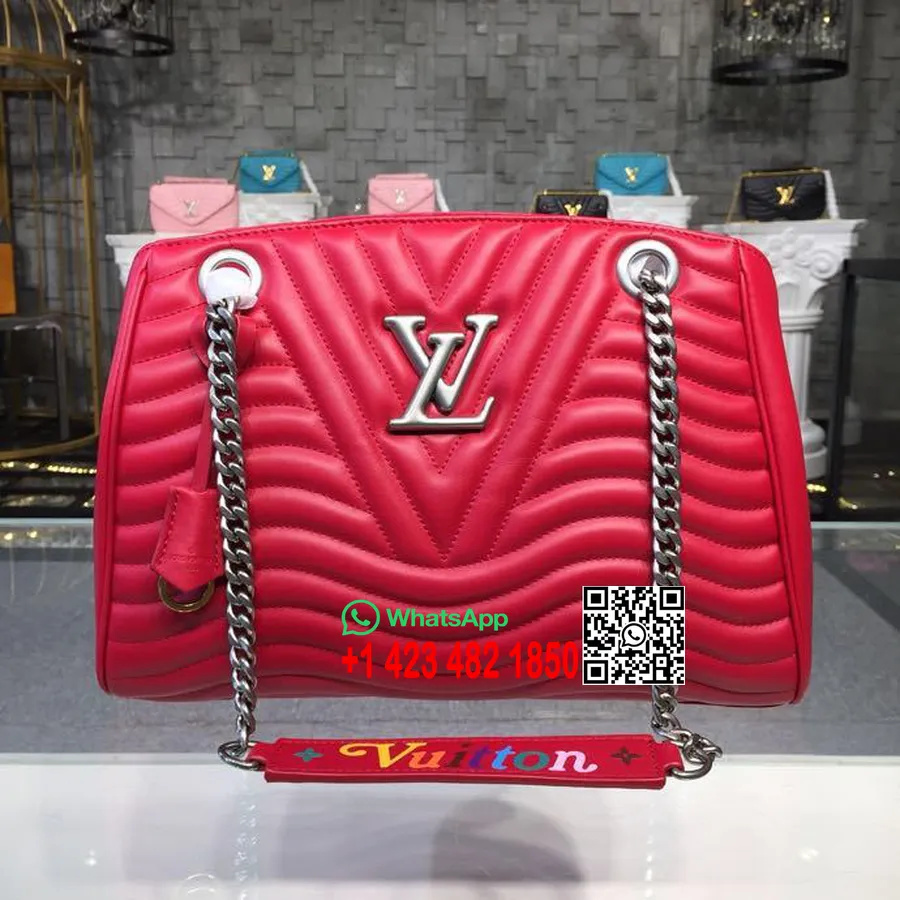 Bolso Tote Louis Vuitton New Wave Con Cadena Mm Piel De Becerro Acolchada Colección Otoño / Invierno 2018 M51497, Ecarlate Rojo 