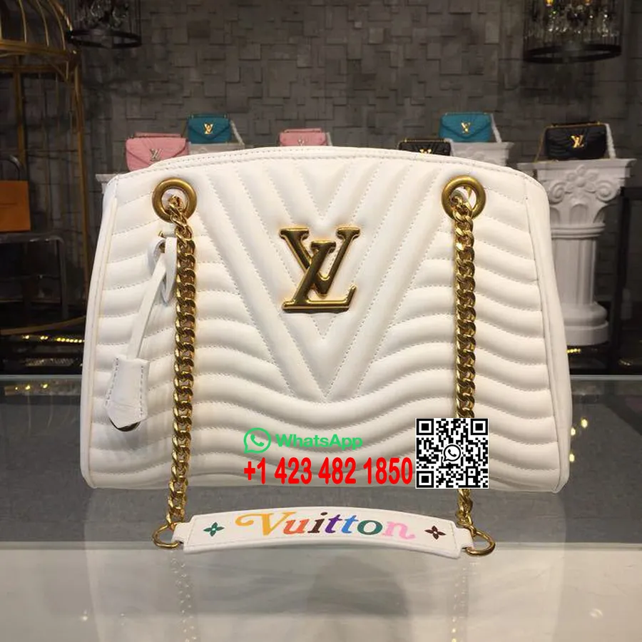 Bolso Tote Louis Vuitton New Wave Con Cadena Mm Piel De Becerro Acolchada Colección Otoño/invierno 2018 M51978, Nieve Blanca Sua