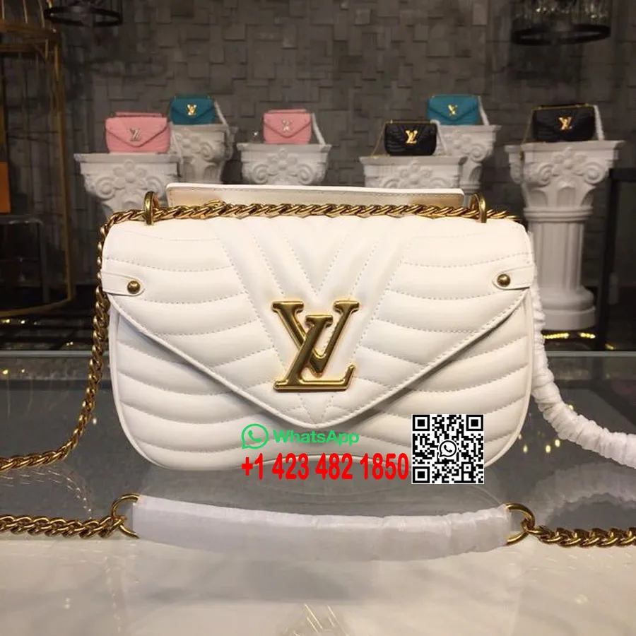 Louis Vuitton New Wave Chain Bag Mm Quiltat Kalvskinn Höst/vinter 2018 Kollektion M51945, Mjuk-vit Snö