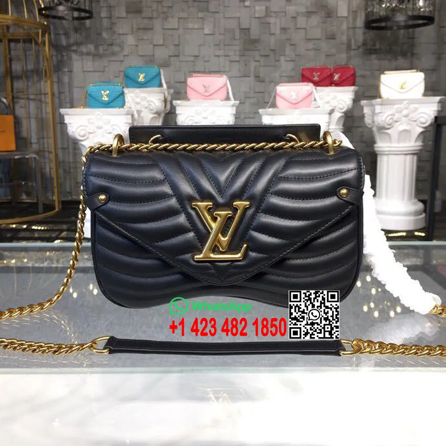 Louis Vuitton New Wave Chain Bag Mm Quiltat Kalvskinn Läder Höst/vinter 2018 Kollektion M51498, Djup Svart Noir