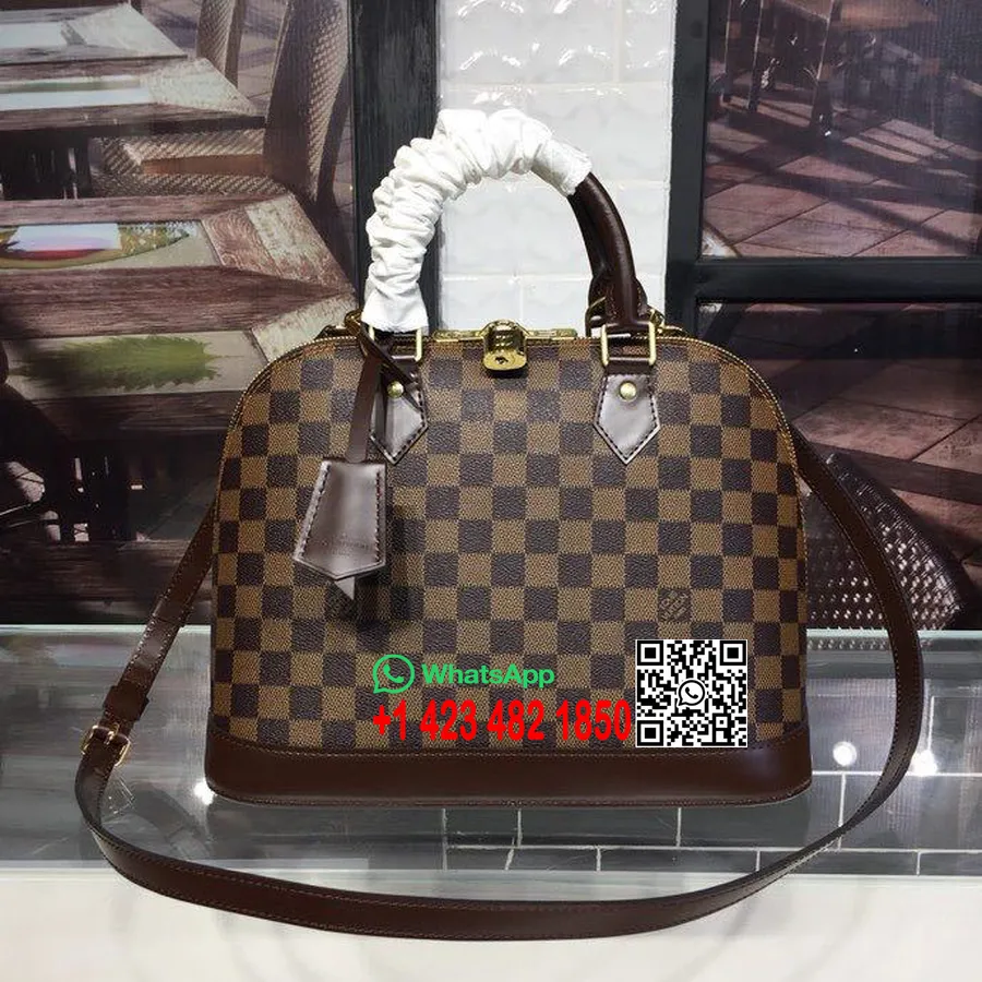 Louis Vuitton Alma τσάντα 32cm Damier Ebene καμβάς φθινόπωρο/χειμώνας 2019 συλλογή N53151, σκούρο καφέ