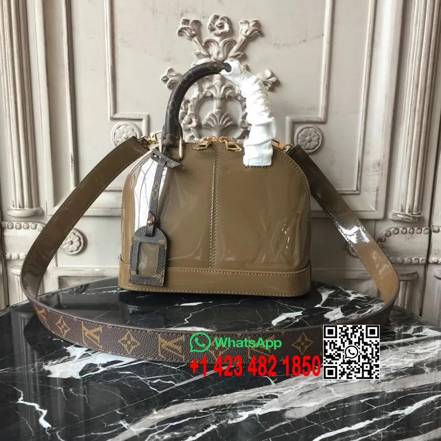 Louis Vuitton Alma Bb 25 Cm Torba Miroir Vernis Lisse Canvas Kolekcija Jesen/zima 2019 M54785, Olivno Zelena