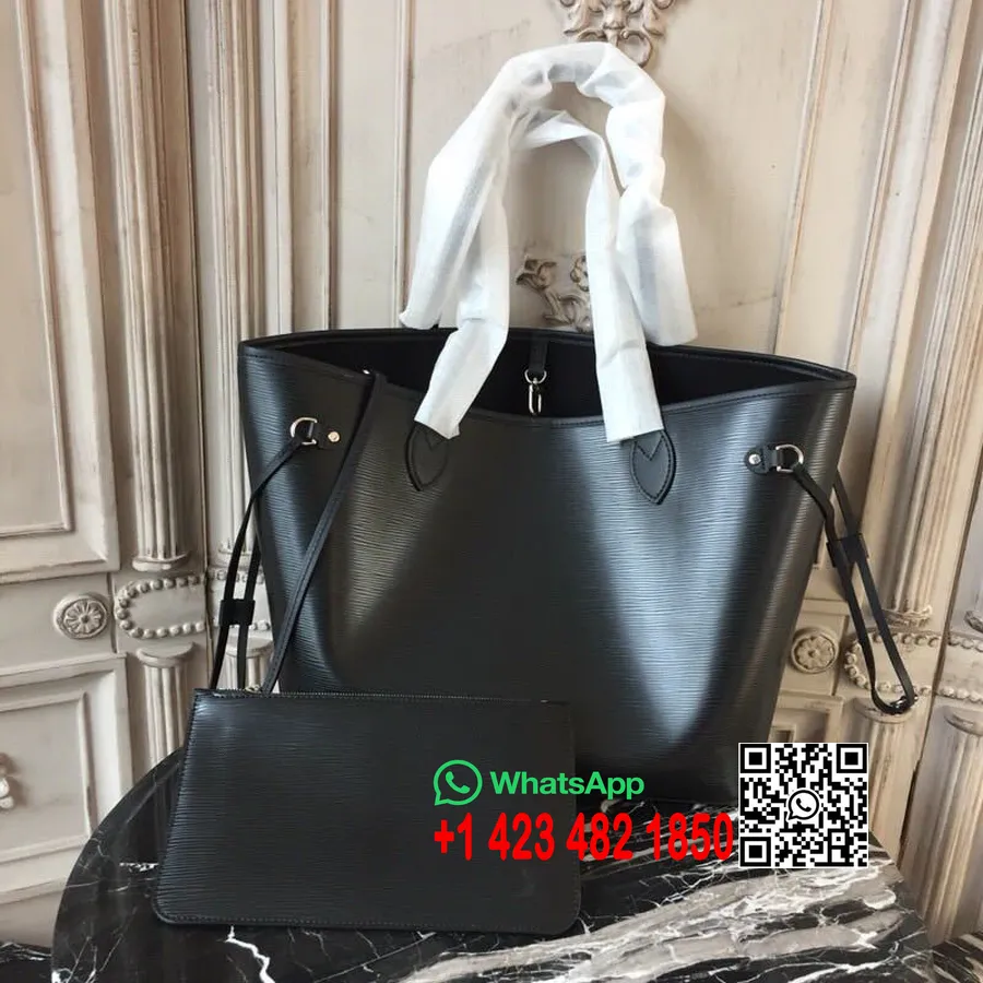 Louis Vuitton Neverfull Mm 32cm Epi Lerret Høst/vinter 2018 Kolleksjon M54185, Svart